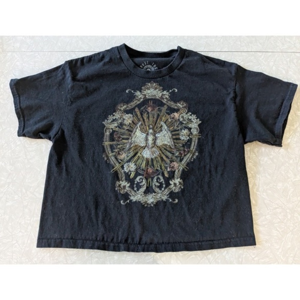 Trust the Universe Women's M Crop Tee Eagle Crest Wings Vintage Style‎